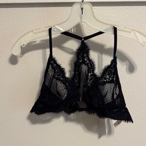 Free People Black Sheer Lace Bralette